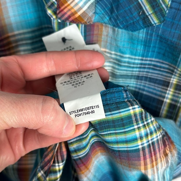 PrAna Ostend Mens Short Sleeve Button Down Shirt Blue Brown Plaid Mens Size XXL - Picture 8 of 16